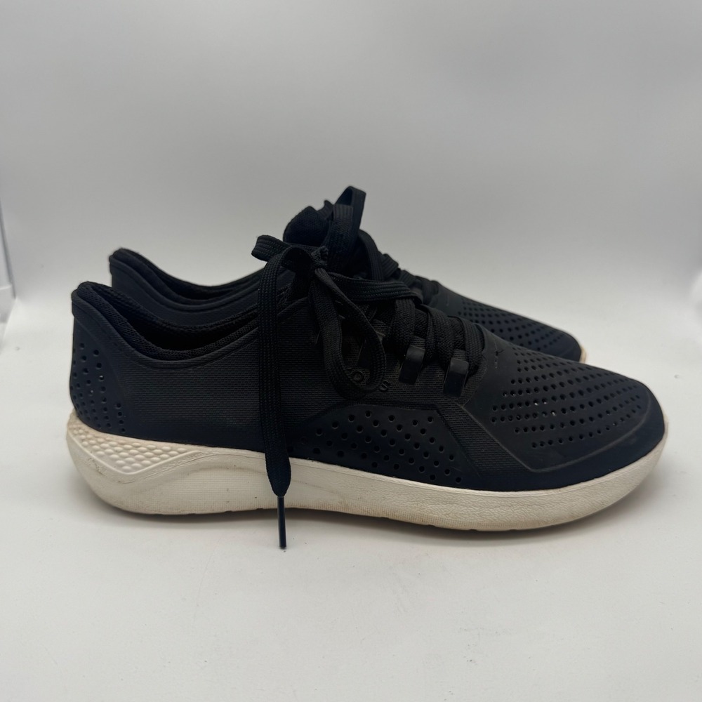 Crocs LiteRide Pacer Black Women's Comfort Sneakers Shoes Lace‎ Up W9